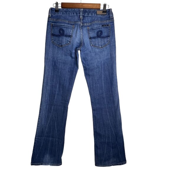 Seven 7 For All Mankind Low Rise Bootcut Flare Hem Jeans Womens 27 Mid Wash - Picture 1 of 11